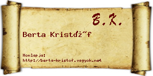 Berta Kristóf névjegykártya